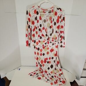 Chadwicks size 6 multicolor dress with geometric design wraps in the front